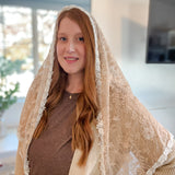 Long Lace Veil with White Trim