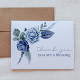 Blue Watercolor Thank You Card