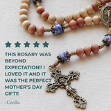 Miraculous Medal Recycled Blue Glass Bronze Rosary