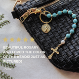 Decade Rosary Keychain with Turquoise and Pearl