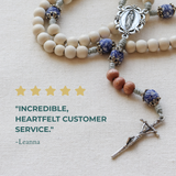 Our Lady of Guadalupe Recycled Blue Glass Rosary